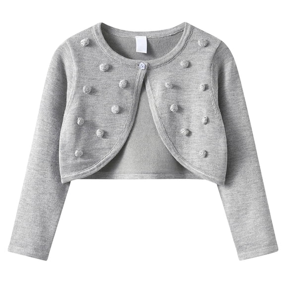 UACY Girls Long Sleeve Knit Shrug Cardigan, Open Front Bolero Sweater with Button Closure for Toddler and Kids
