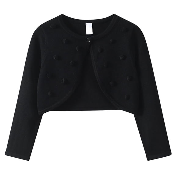 UACY Girls Long Sleeve Knit Shrug Cardigan, Open Front Bolero Sweater with Button Closure for Toddler and Kids