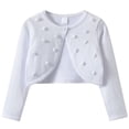 thumbnail image 1 of UACY Girls Long Sleeve Knit Shrug Cardigan, Open Front Bolero Sweater with Button Closure for Toddler and Kids, 1 of 8