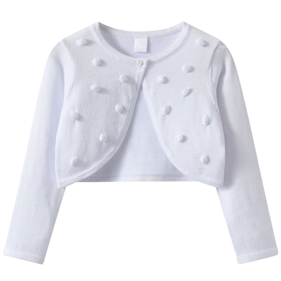 UACY Girls Long Sleeve Knit Shrug Cardigan, Open Front Bolero Sweater with Button Closure for Toddler and Kids