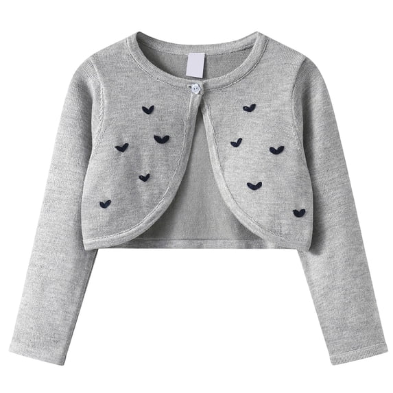 UACY Girls Open Front Knit Cardigan, Long Sleeve Shrug Bolero Sweater with Button Closure for Toddlers and Kids