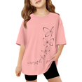 thumbnail image 1 of UACY Girls Oversized Tshirt Graphic Tees Cute Crew Neck Summer Short Sleeve Loose Fit Tops Flower Pattern Casual Shirts (Pink, 3-4 Years), 1 of 6
