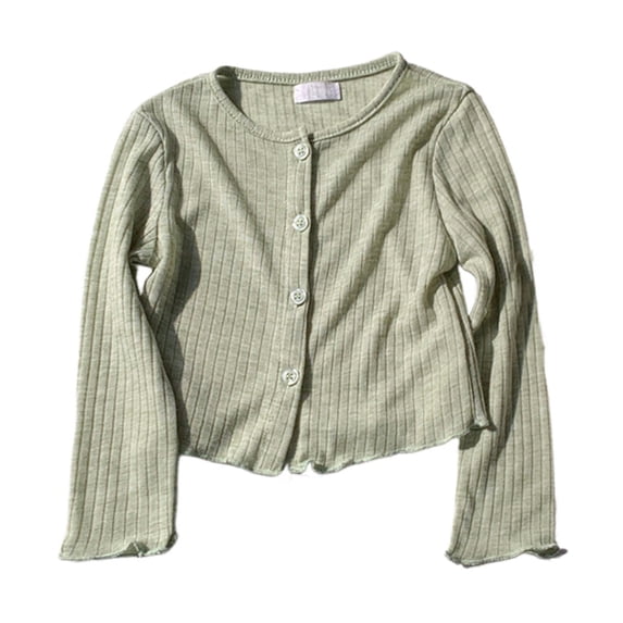 UACY Girls' Ribbed Knit Cardigan Long Sleeve Button down Lightweight Sweater Toddler Knitwear Button Closure Ruffled Outwear Tops