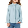 thumbnail image 1 of UACY Girls Ruffle Button Down Uniform Dress Shirts Kids Plaid Western Long Sleeve Blouse Tops, 1 of 4