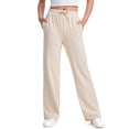 thumbnail image 1 of UACY Girls Straight Leg Sweatpants Drawstring Elastic Waist Casual Pants Side Seam Loose Sweat Pants for Daily Lounge Streetwear (Beige, 10-11 Years), 1 of 9