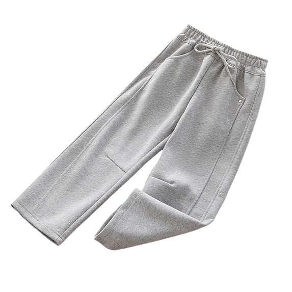 UACY Girls Straight Leg Sweatpants Teen Girls Baggy Sweat Pants Kids Elastic Drawstring Waist Casual Solid Athletic Joggers (Grey, 13-14 Years)