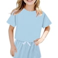 thumbnail image 1 of UACY Girls Summer Shorts Set, 2-Piece Outfit with Crop Top and Elastic Waist Shorts, Casual Activewear for Kids and Teens (Blue, 11-12 Years), 1 of 4