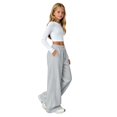 thumbnail image 1 of UACY Girls Sweatpants Wide Leg Drawstring Baggy Kids Pants Open Bottom Casual Loose Teen Joggers with Pockets (Grey, 7-8 Years), 1 of 9