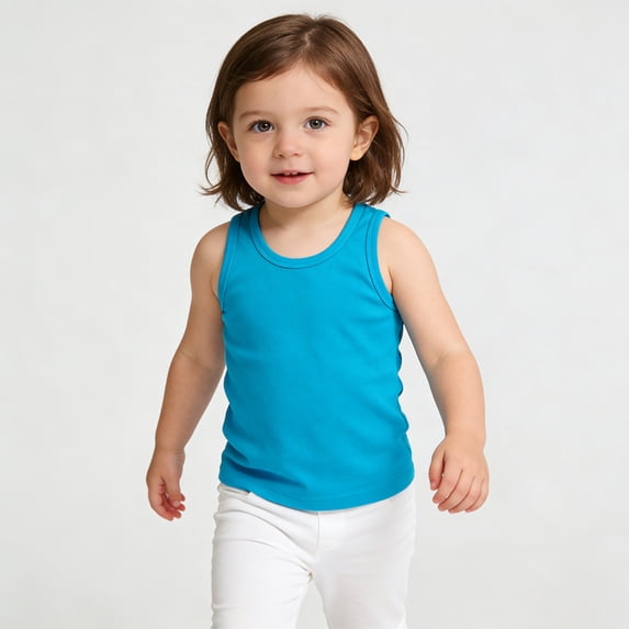 UACY Girls Tank Tops Ribbed Knit Sleeveless Racerback Athletic Shirts for Kids Dance Tops Stretch Undershirt (Sky Blue, 4-5 Years)