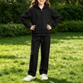 thumbnail image 1 of UACY Girls Tracksuit Set, Solid Full Zip Hoodie & Wide Leg Sweatpants 2 Piece Sweatsuit, Teen Girls Casual Plain Hooded Sportswear Outfit (Black, 5-6 Years), 1 of 7