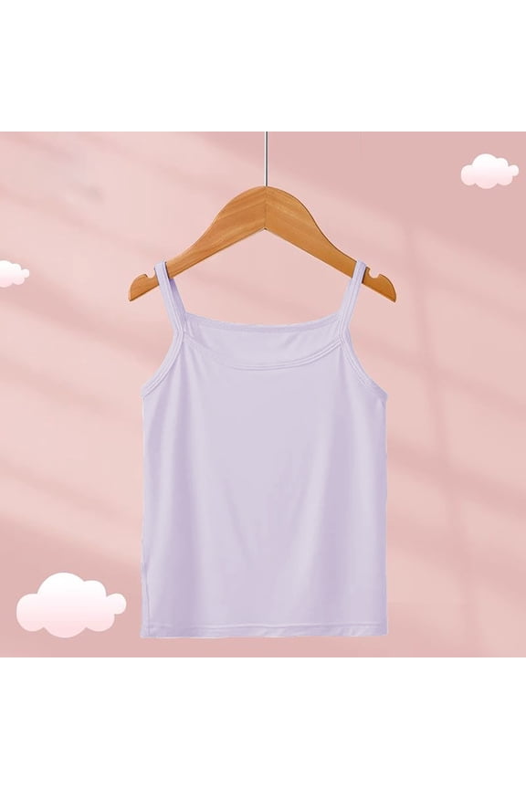 Girls Undershirts Sleeveless Thin Straps Camisole Kids Summer Soft Dance Yoga Tank Tops Casual Gym Sports Workout Clothes ﻿ (Purple, 15-16 Years)