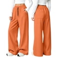 thumbnail image 1 of UACY Girls Wide Leg Sweatpants High Waisted Baggy Sweat Pants for Teen Girls Kids Loose Fit Straight Leg Joggers Drawstring Pockets (Orange, 7-8 Years), 1 of 9