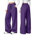 thumbnail image 1 of UACY Girls Wide Leg Sweatpants High Waisted Baggy Sweat Pants for Teen Girls Kids Loose Fit Straight Leg Joggers Drawstring Pockets (Purple, 5-6 Years), 1 of 9