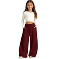 thumbnail image 1 of UACY Girls Wide Leg Sweatpants Kids Baggy Sweat Pants for Teen Girls Loose Fit Straight Leg Joggers Drawstring Waist Pockets Lounge (Wine, 12-13 Years), 1 of 7