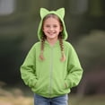 thumbnail image 1 of UACY Girls Zip Up Hoodies Fall Cute Cat Ear Oversize Hoodie Jackets Casual Long Sleeve Hood Sweatshirt Coat (Green, 9-10 Years), 1 of 4