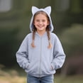 thumbnail image 1 of UACY Girls Zip Up Hoodies Fall Cute Cat Ear Oversize Hoodie Jackets Casual Long Sleeve Hood Sweatshirt Coat (Grey, 7-8 Years), 1 of 4