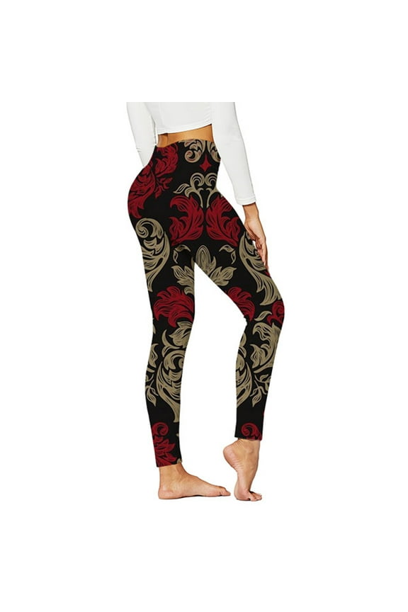 Hallo-ween Print Colle/ction High Fashionable Waist Women Leggings Compression Stretch Fit Pants for Yoga Running Daily Fitness(Wine,S)
