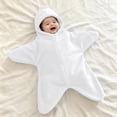 thumbnail image 1 of UACY Infant Boys Girls Star Shaped Hooded Jumpsuit Plush Wrap Romper, Soft Zip Up Outfit for Newborn Baby Lounging Baby Shower Gift (White, 9-12 Months), 1 of 5