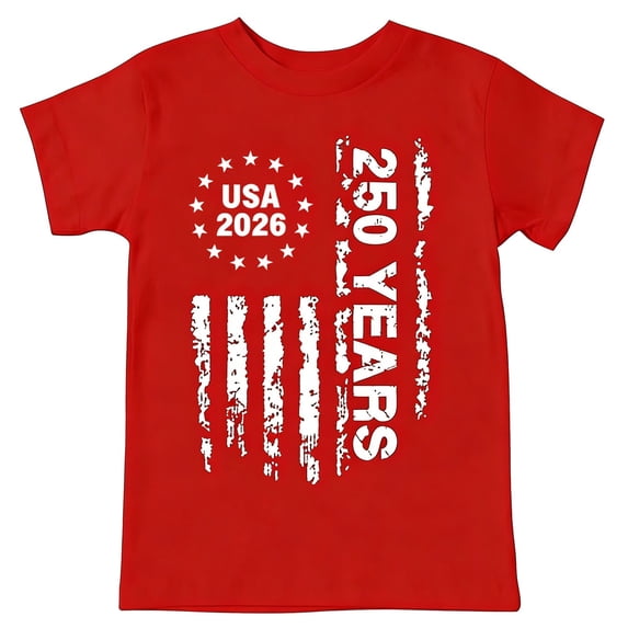 UACY Kids 250 Anniversary USA Shirts 250 Year American Flag Tshirt Boys and Girls Happy 250th Tee 4th of July Tops (Red, 6-7 Years)
