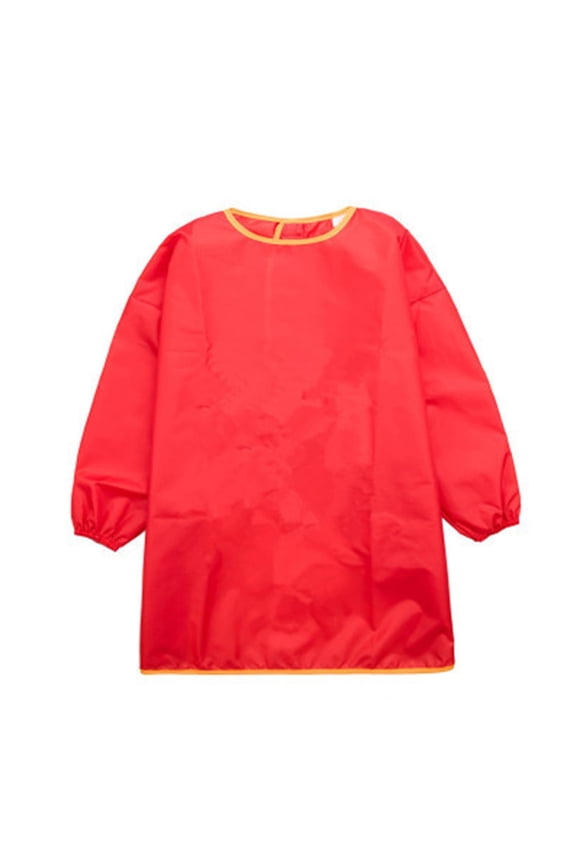 Kids Artist Painting Aprons Boys Girls Art Waterproof Long Sleeve Rain Coats Apron Solid Raincoat Wear Windbreaker Coat (Red, 6-7 Years)