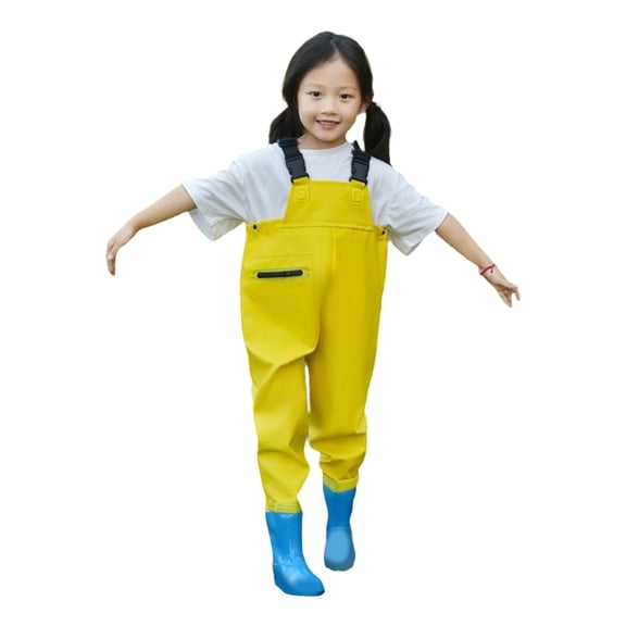 UACY Kids Chest Waders with Boots Waterproof Bib Mud Dirty Proof Fishing Waders Overalls Pants Boys Girls Breathable (Yellow, 30)