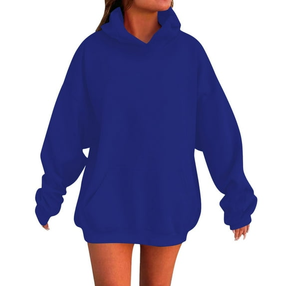 UACY Kids Cotton Hoodies Toddler Fall Pullover Hooded Long Sleeve Plain Sweatshirts with Pocket for Boys and Girls (Blue, 7-8 Years)