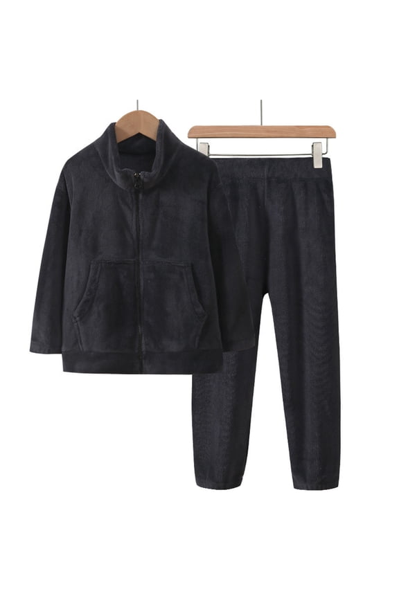 Kids Fleece P𝖺jama Set - Full Zip Polar Jacket and Legging Pants, Winter Flannel Sleepwear Outfit (Beige, 11-12 Years)