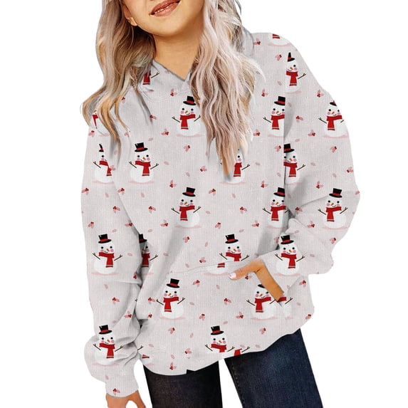 UACY Kids Girls Christmas Ribbed Knit Hoodie Pullover Sweatshirt with Pockets Reindeer Antler Graphic Ugly Funny Warm Top (Pink, 4-5 years)