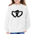 thumbnail image 1 of UACY Kids Heart Print Crewneck Pullover Sweatshirt, Soft Cotton Long Sleeve, Casual Loose Outwear Top for Girls and Boys (White, 9-10 Years), 1 of 6