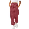 thumbnail image 1 of UACY Kids Jogger Sweatpants Boys Girls Athletic Sweat Pants Drawstring Elastic Waist Pockets Casual Lounge Pants for Teen Youth (Brick Red, 7-8 Years), 1 of 7