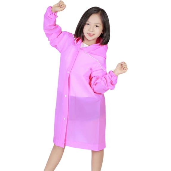 UACY Kids Rain Jacket, Rain Ponchos for Kids with Hood and Sleeves Reusable Raincoats for Boys and Girls (Pink, 2-12 Years)
