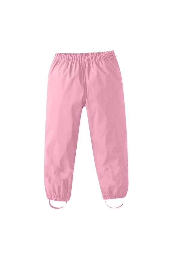 Kids Rain Pants Boys Girls Waterproof Pants Toddler Mud Dirty Proof Lightweight Rain Suit Solid Color Trousers Outdoor (Pink, 10-12 Years)