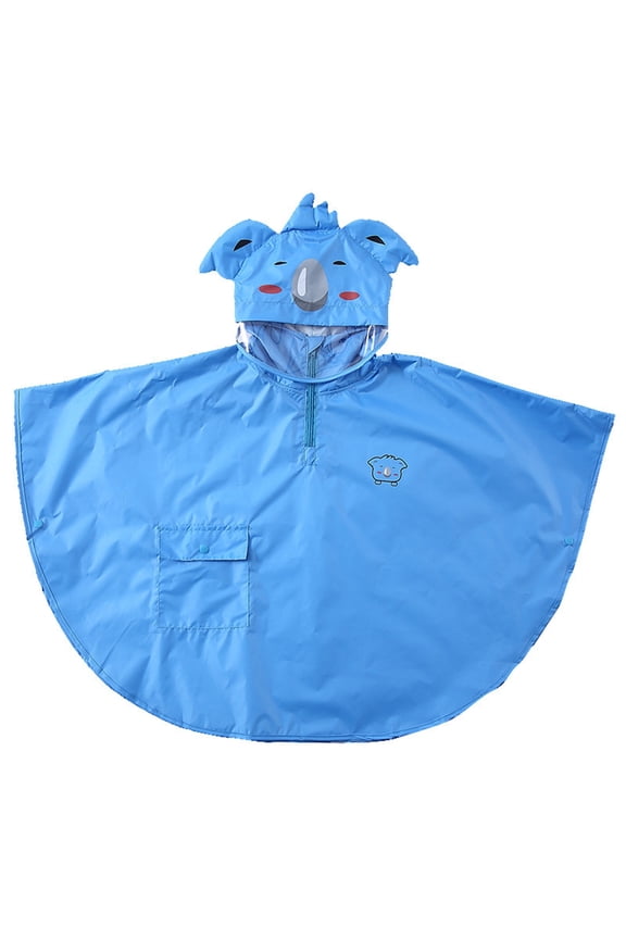 Kids Rain Poncho Cute Raincoat Jacket Cute Rain Coat Toddler Boys Girls Rain Light Waterproof Hoodie Outwear (Blue, 5-6 Years)