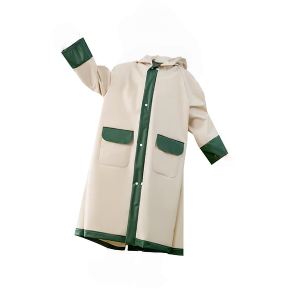 UACY Kids Rain Poncho with Hood Lightweight Emergency Raincoat Reusable Boys and Girls Rain Jacket for Travel Outdoor (Khaki, 4-6 Years)