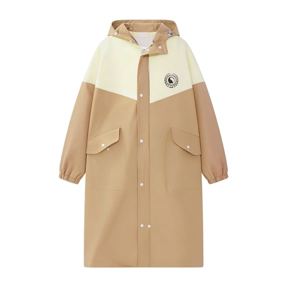 UACY Kids Rain Poncho with Hood Reusable Rain Jacket Lightweight & Durable Raincoats for Boys and Girls for Travel Outdoor (Khaki, 6-8 Years)
