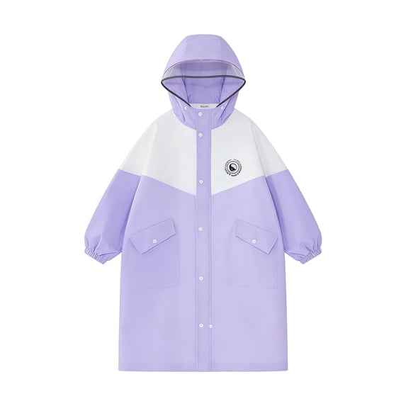UACY Kids Rain Poncho with Hood Reusable Rain Jacket Lightweight & Durable Raincoats for Boys and Girls for Travel Outdoor (Purple, 8-12 Years)