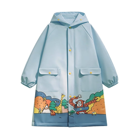 UACY Kids Raincoat for Boys Girls, Waterproof Rain Jacket with Hood for School & Outdoor Play (Light Blue, 4-6 Years)