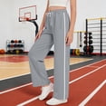 thumbnail image 1 of UACY Kids Side Stripe Wide Leg Sweatpants Boys Girls Contrast Drawstring Waist Casual Athletic Lounge Pants for Street Style Looks (Grey, 9-10 Years), 1 of 7