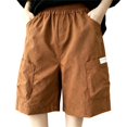 thumbnail image 1 of UACY Linen Bermuda Shorts for Boys Lightweight Summer Hiking Cargo Shorts Quick Dry Wide Leg Quick Dry Short Knee Length (Orange, 3-4 Years), 1 of 6