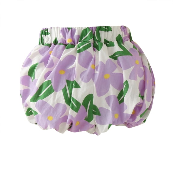 UACY Little Girls Floral Print Bubble Shorts Kids Toddler Elastic High Waisted Summer Comfortable Casual Active Shorts 
