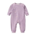 thumbnail image 1 of UACY Newborn Baby Fall Winter Cotton Jumpsuits Infant Girls Boys First Birthday Outfit Button Down Long Sleeve Bodysuit (Purple, 3-6 Months), 1 of 9