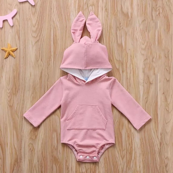 UACY Newborn Baby Girl Boy My 1st Easter Outfit Bunny Ear Hoodie Bubble Romper Rabbit Bodysuit Jumpsuit Overall Clothes