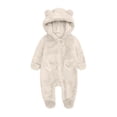thumbnail image 1 of UACY Newborn Baby Winter Fleece Snowsuit Cute Bear Ears Hooded Outfits Zip Up Fuzzy Heart Jumpsuit Warm Furry Onesie (Beige, 3-6 Months), 1 of 5