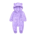 thumbnail image 1 of UACY Newborn Baby Winter Fleece Snowsuit Cute Bear Ears Hooded Outfits Zip Up Fuzzy Heart Jumpsuit Warm Furry Onesie (Purple, 3-6 Months), 1 of 5