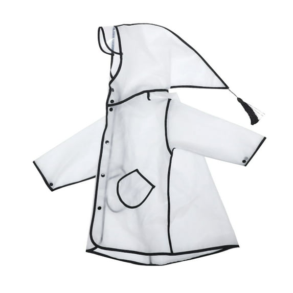 UACY Rain Poncho for Kids Reusable, Rain Coats for Girls Boys Clear Kids Rain Jacket, Kids Ponchos with Hood (Black, L)