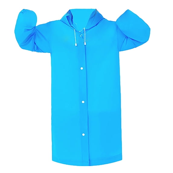 UACY Rain Ponchos for Kids, Reusable Raincoats for Boys Girls with Hood and Sleeves, Waterproof Rain Jackets (Blue, 4-14 Years)