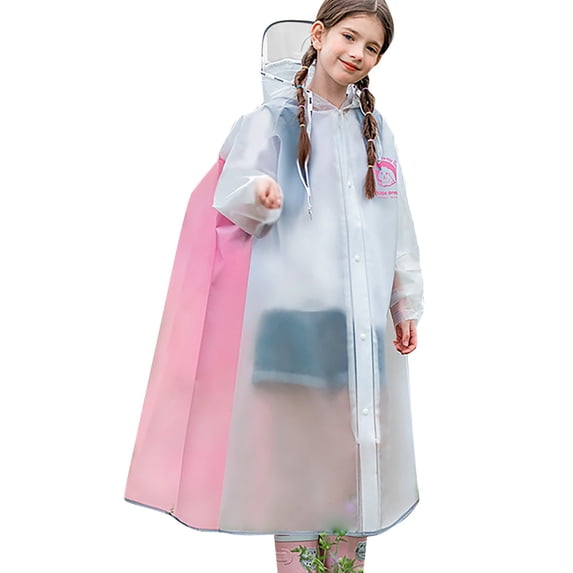 UACY Reusable Rain Jacket for Girls Waterproof Long Sleeve Rain Coat Poncho with Hood Kids Lightweight Long Sleeve Raincoat (Hot Pink, 11-12 Years)