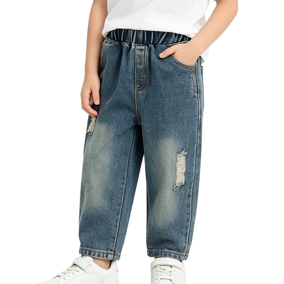 Roiped UACY Ripped Baggy Fit Elastic Waist Jeans for Toddler Boys, Washed ...