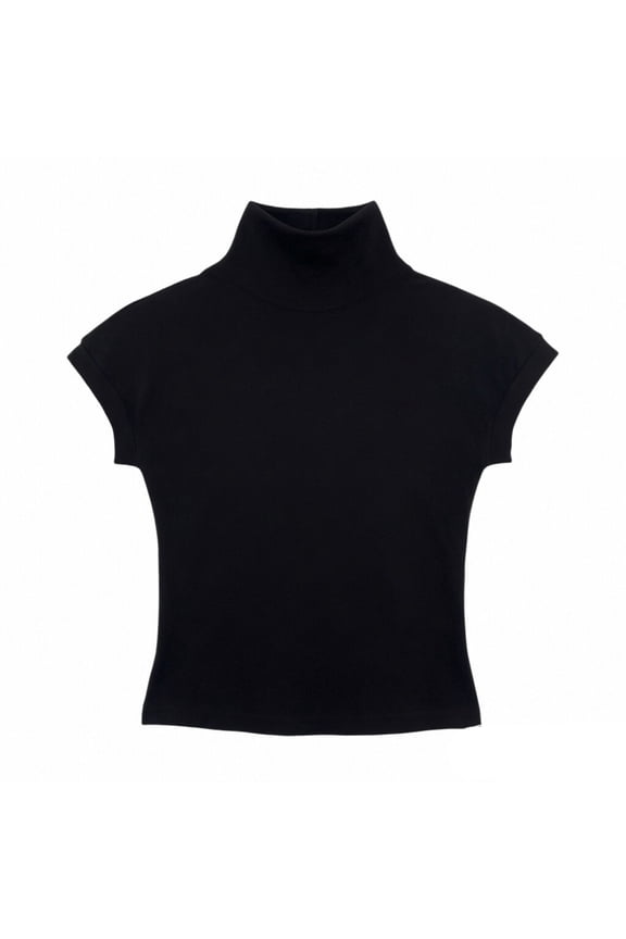 Short Sleeve Shirts for Girls Turtleneck Sweater Solid Color Loose Business Tshirts Tops Casual Summer Fall ﻿ (Black, 18-24 Months)