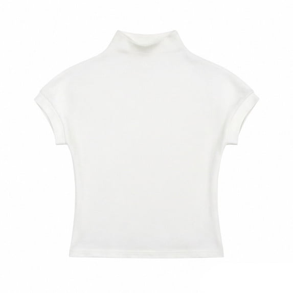UACY Short Sleeve Shirts for Girls Turtleneck Sweater Solid Color Loose Business Tshirts Tops Casual Summer Fall (White, 3-4 Years)
